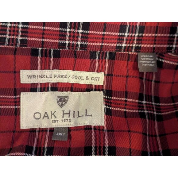 Oak Hill Red Holiday Plaid Wrinkle-Free Button-Down Shirt 100% Cotton Mens Size - Picture 5 of 6